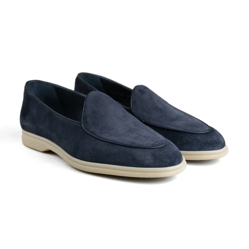 Belgian Loafer w/ Rubber Sole - Navy Suede sold by Mehra
