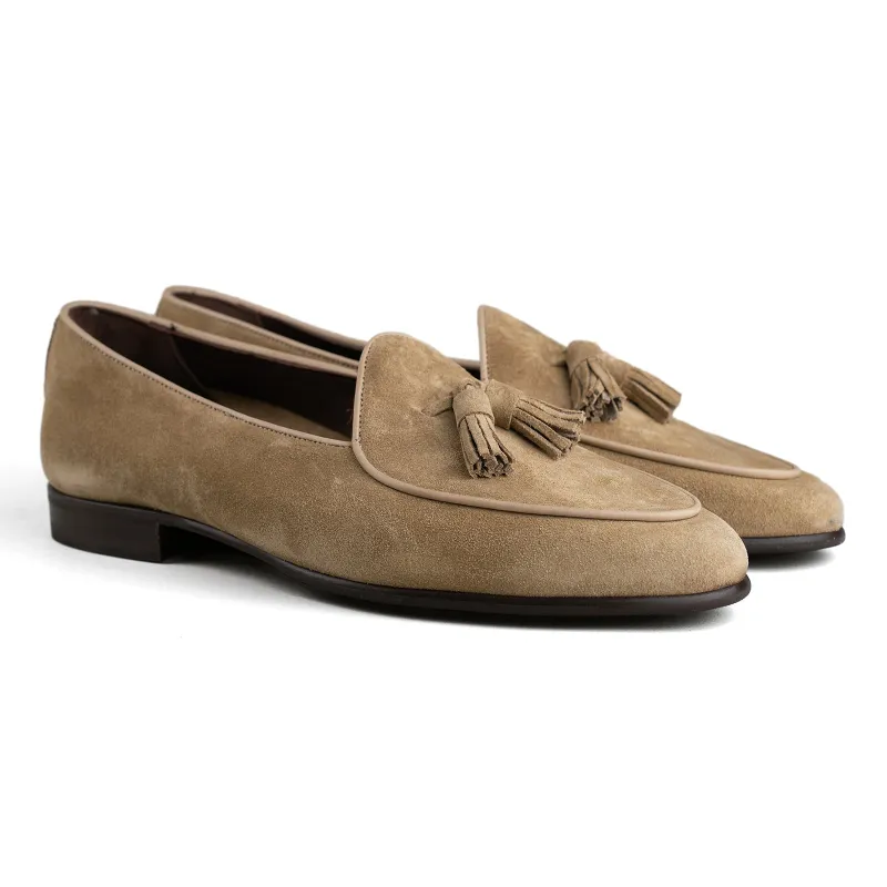 Belgian Tassel Loafer - Maple Suede sold by Mehra