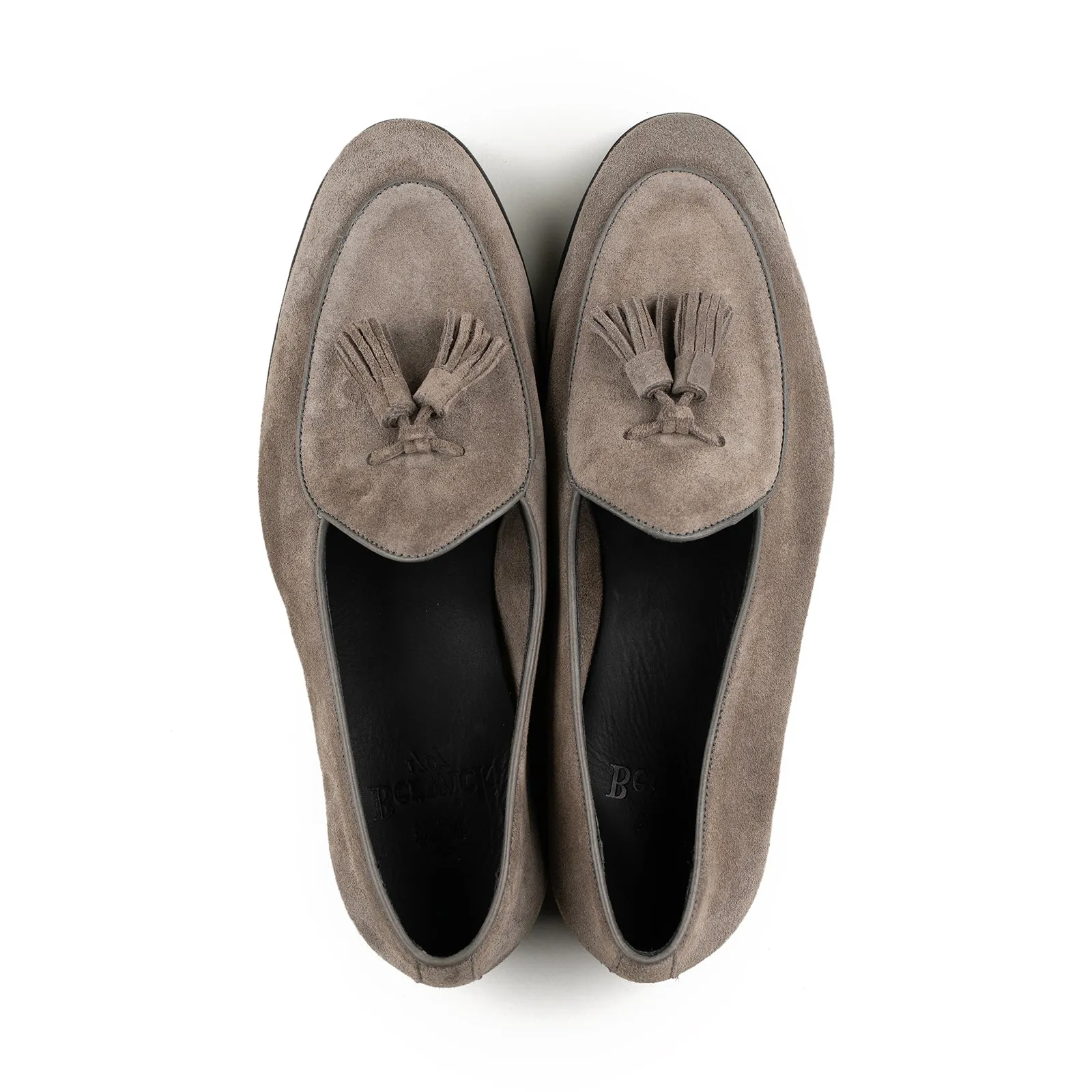 Belgian Tassel Loafer - Taupe Grey Suede sold by Mehra product image thumbnail 3