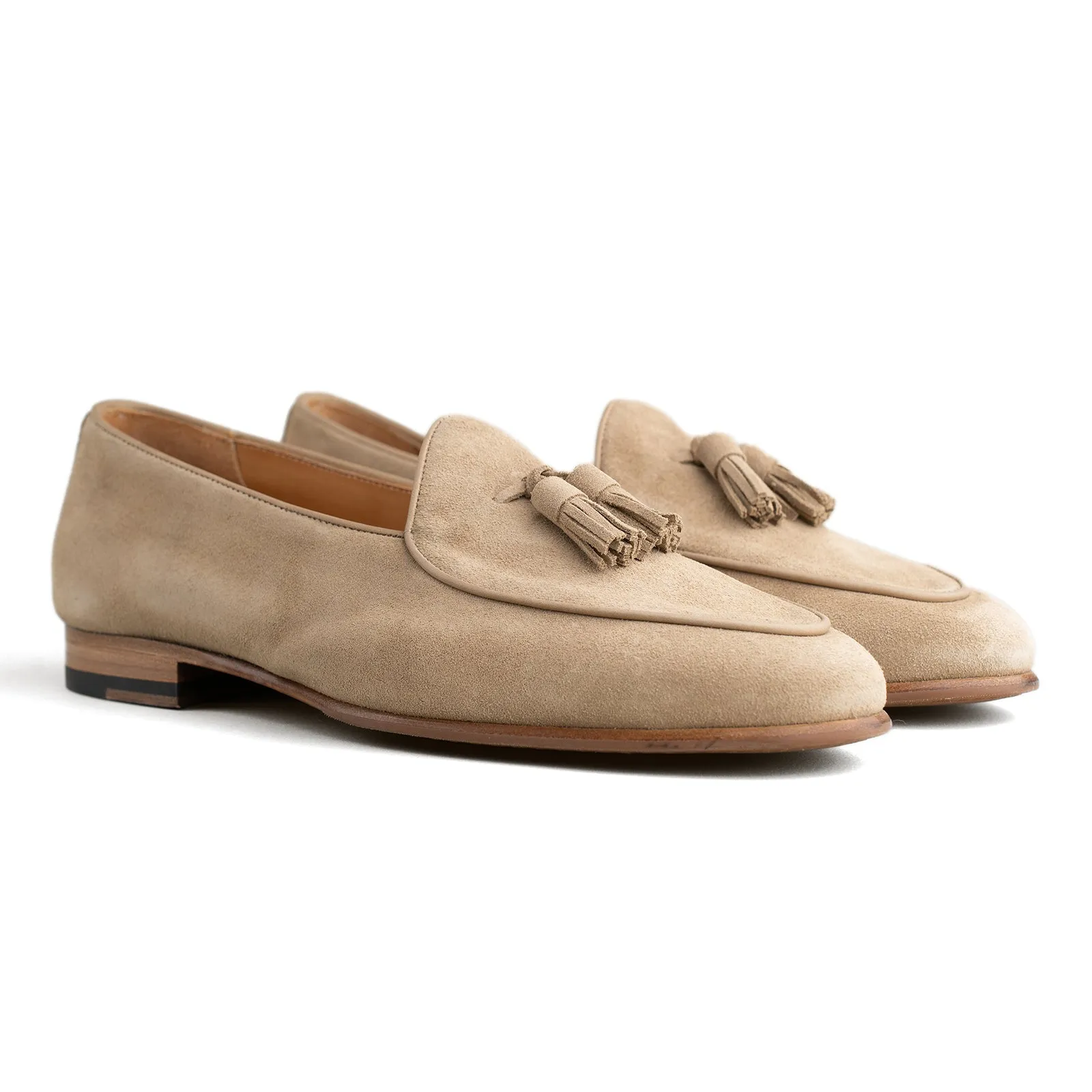 Belgian Tassel Loafer - Beige Suede sold by Mehra