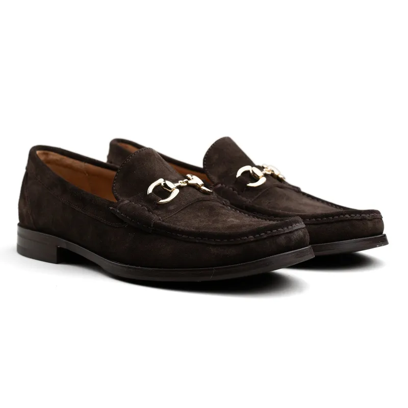 Bologna Bit Loafer - Dark Brown Suede sold by Mehra