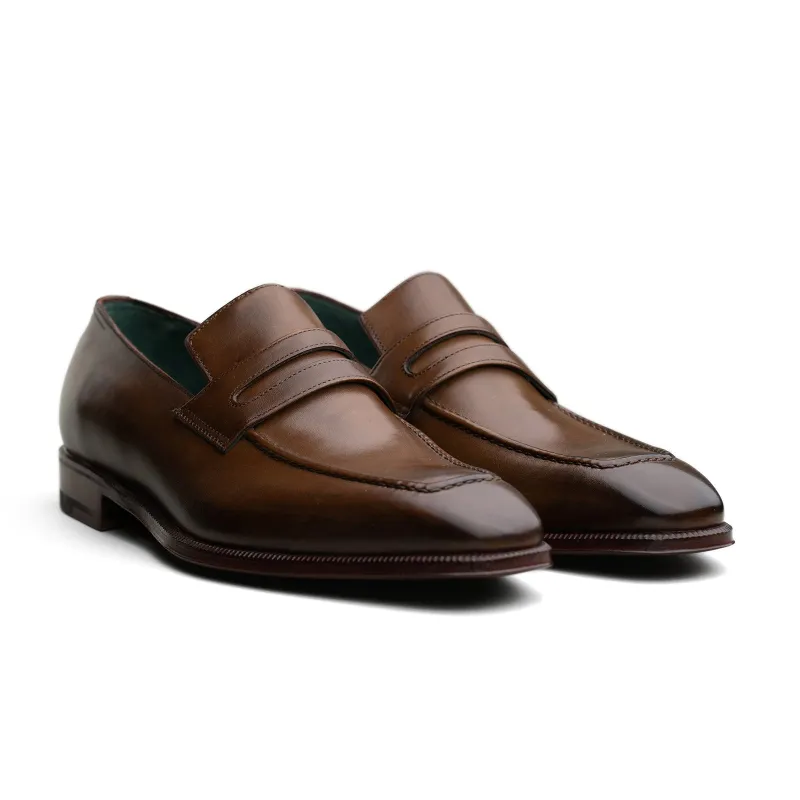 Chiseled Toe Penny Loafer - Tobacco Calf sold by Mehra