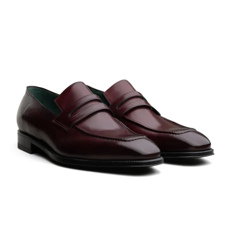 Chiseled Toe Penny Loafer - Burgundy Calf sold by Mehra