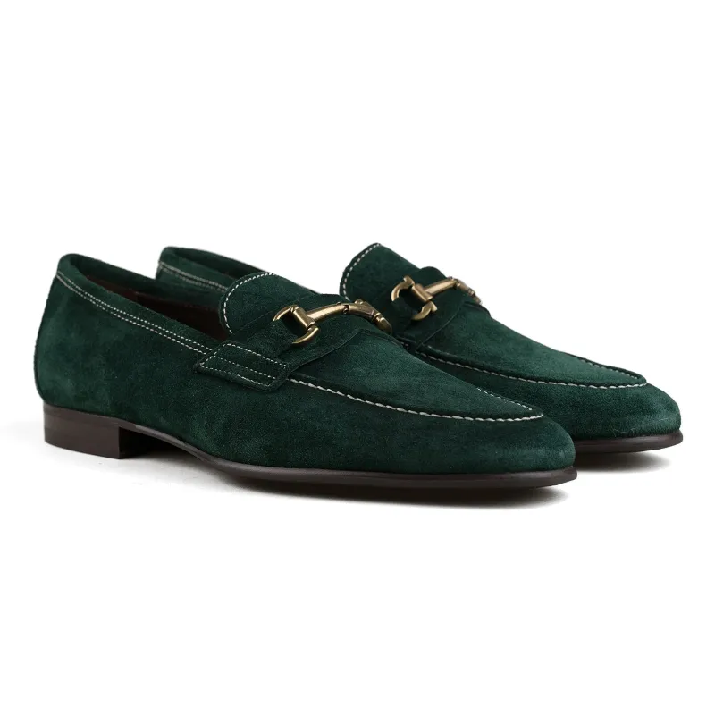 Blake Bit Loafer - Green Suede sold by Mehra