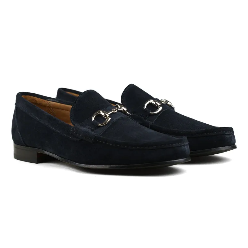 Bologna Bit Loafer - Dark Navy Suede sold by Mehra
