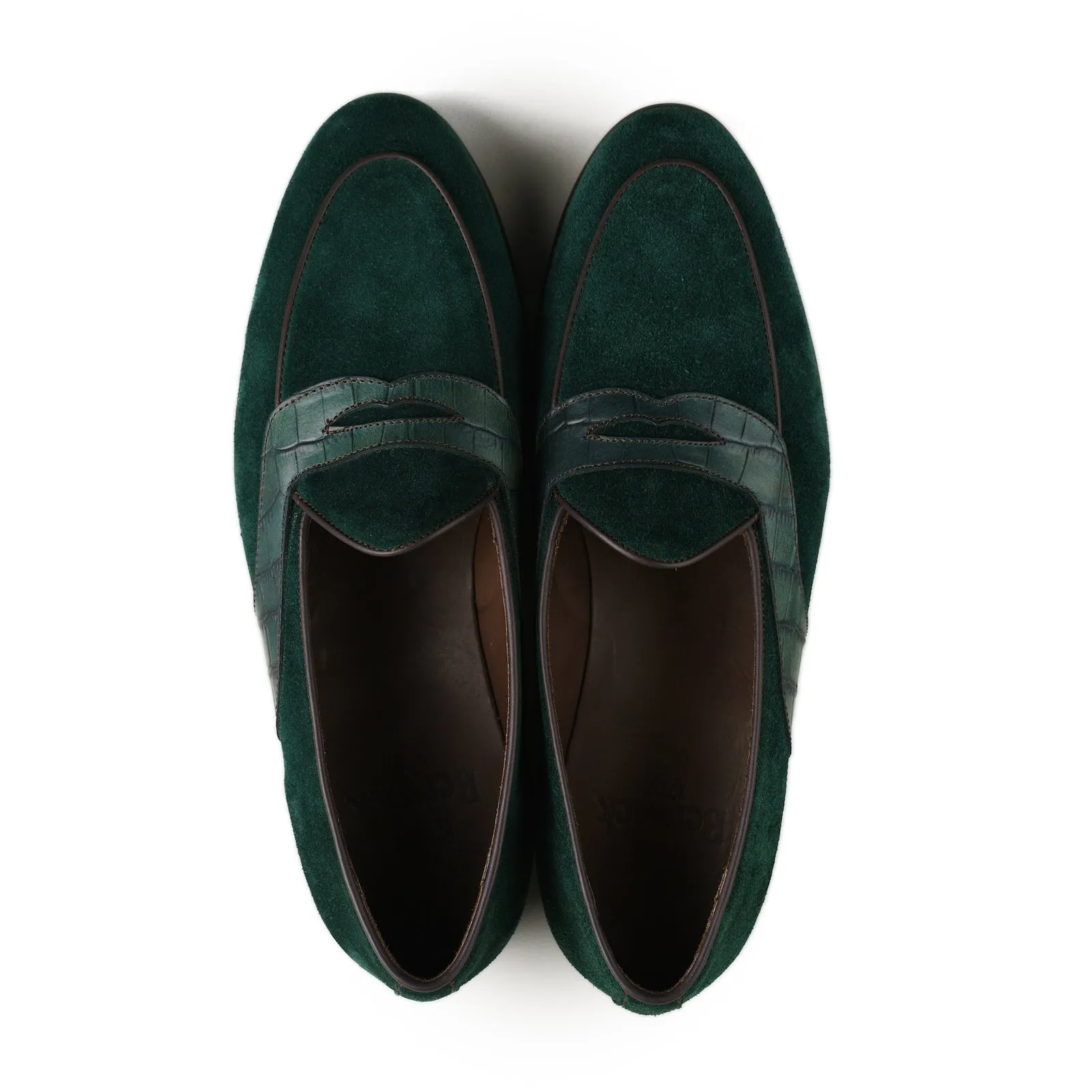 Belgian Penny Loafer - Green Suede w/ Faux Croc Strap sold by Mehra product image thumbnail 3
