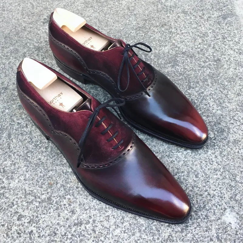 Wilfrid - Lie de Vin Calf / Amaranth Suede made by Mehra