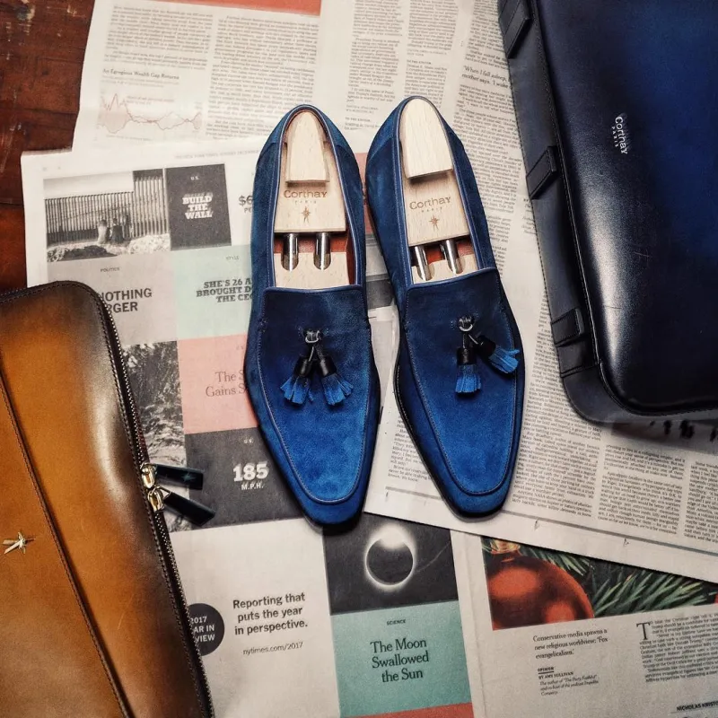 Dover Tassel - Electric Blue Suede sold by Mehra