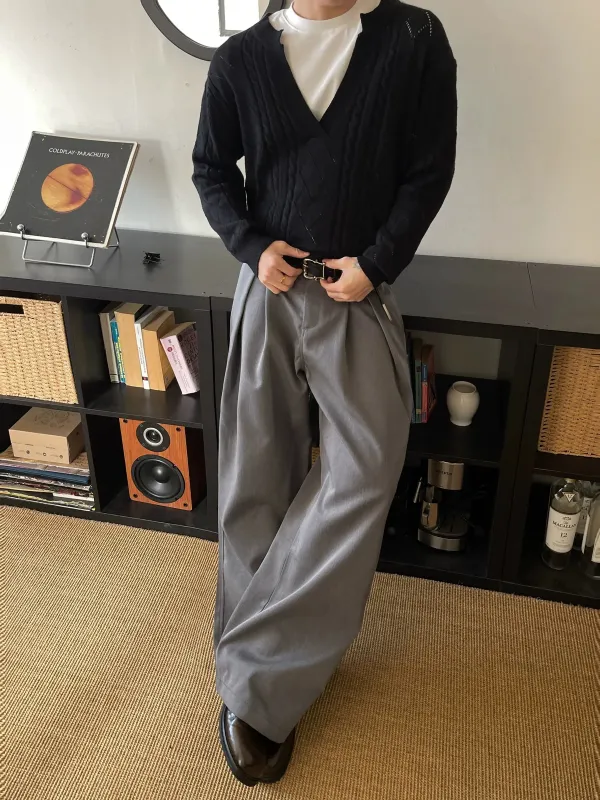 RT No. 50257 GRAY DOUBLE PLEATED SUIT PANTS sold by Real Takai