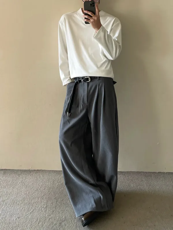 RT No. 50254 PLEATED WIDE STRAIGHT SUIT PANTS sold by Real Takai
