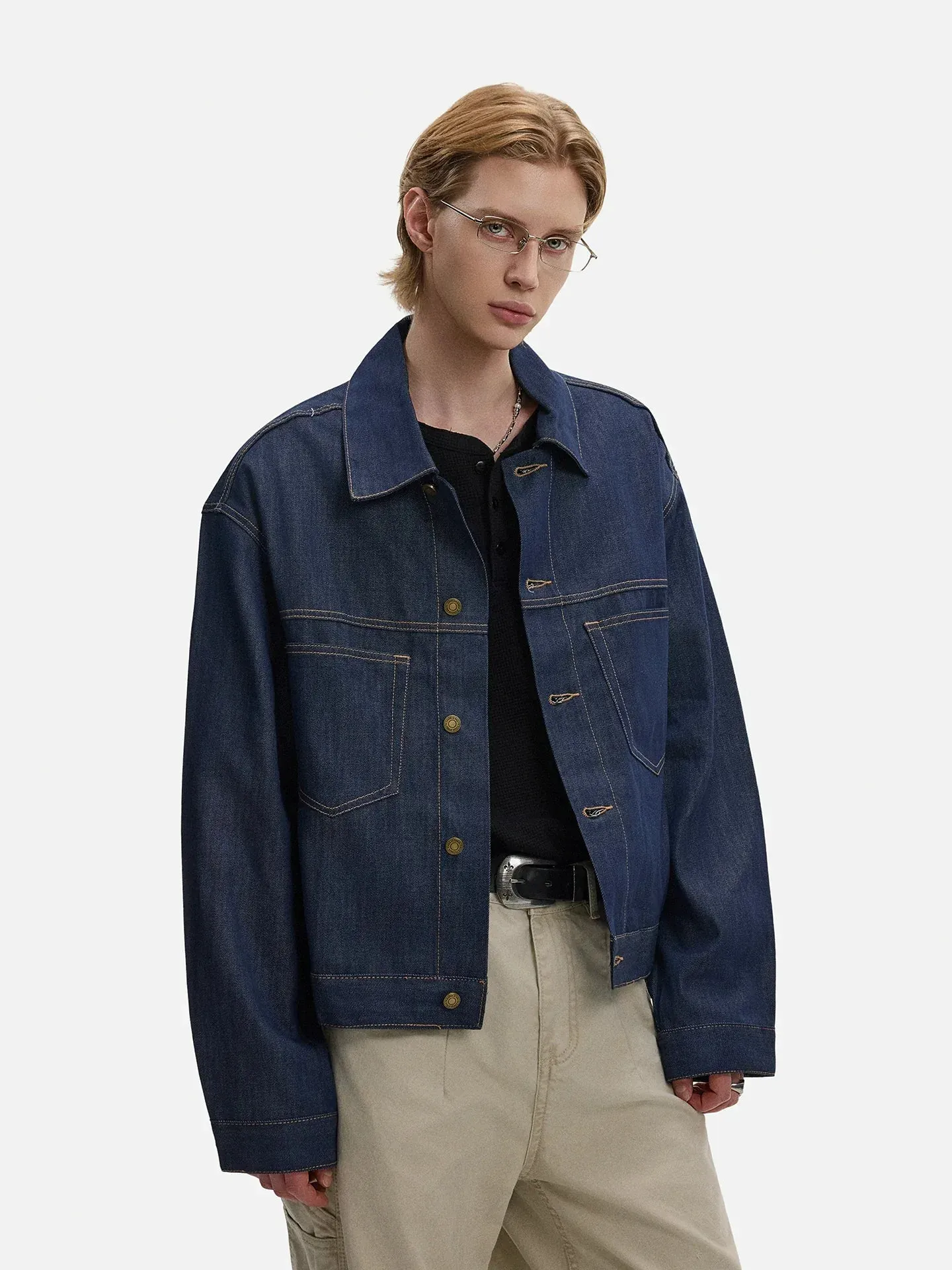 RT No. 50135 KAGE NAVY BLUE DENIM JACKET sold by Real Takai product image thumbnail 3