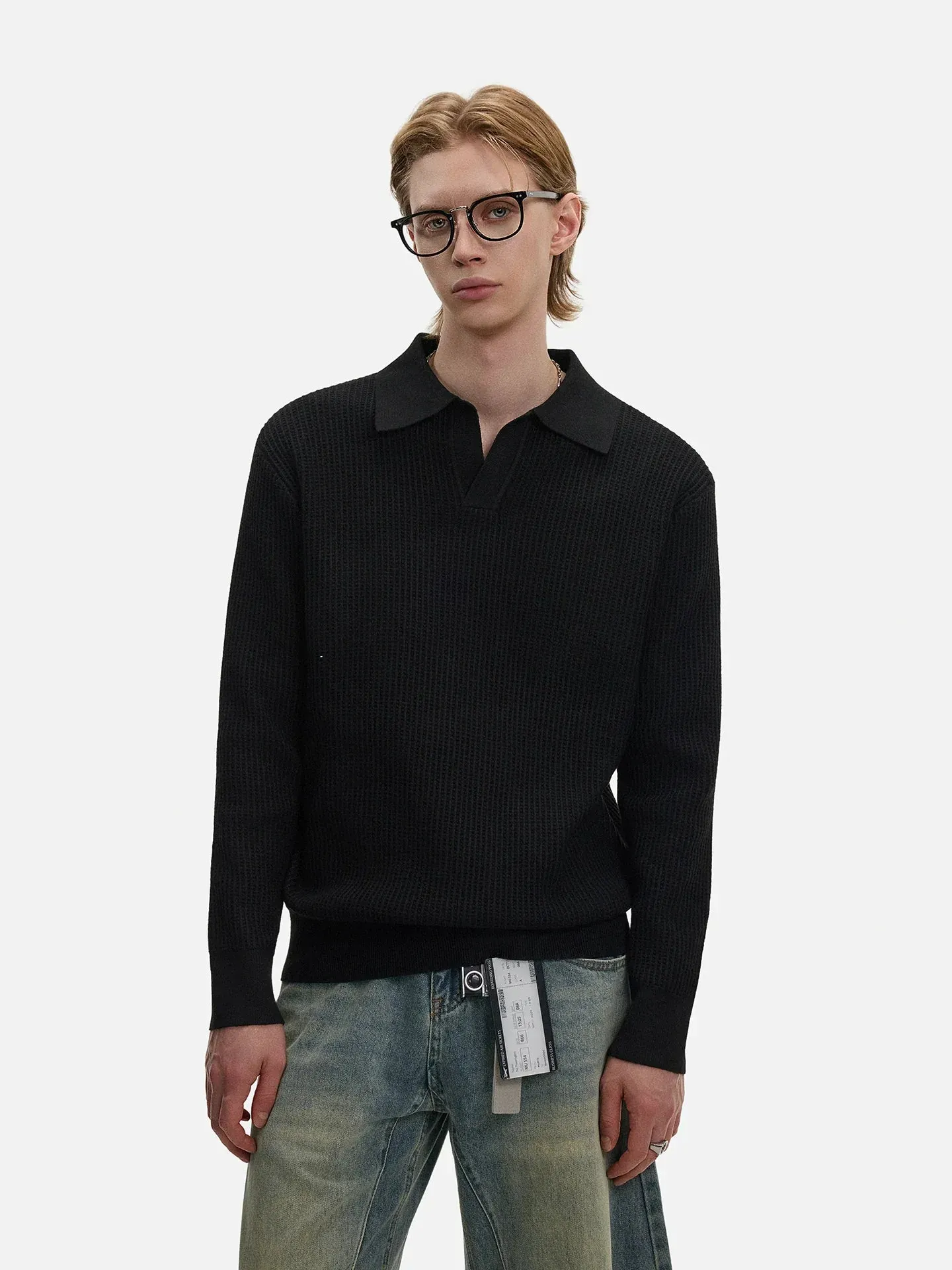 RT No. 50120 KNITWEAR WAFFLE V-NECK SWEATER sold by Real Takai product image thumbnail 2