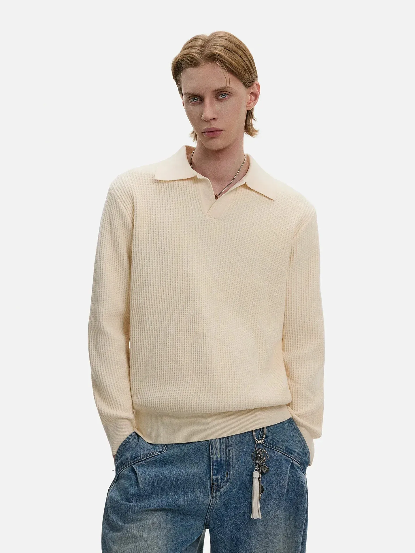 RT No. 50120 KNITWEAR WAFFLE V-NECK SWEATER sold by Real Takai product image thumbnail 3