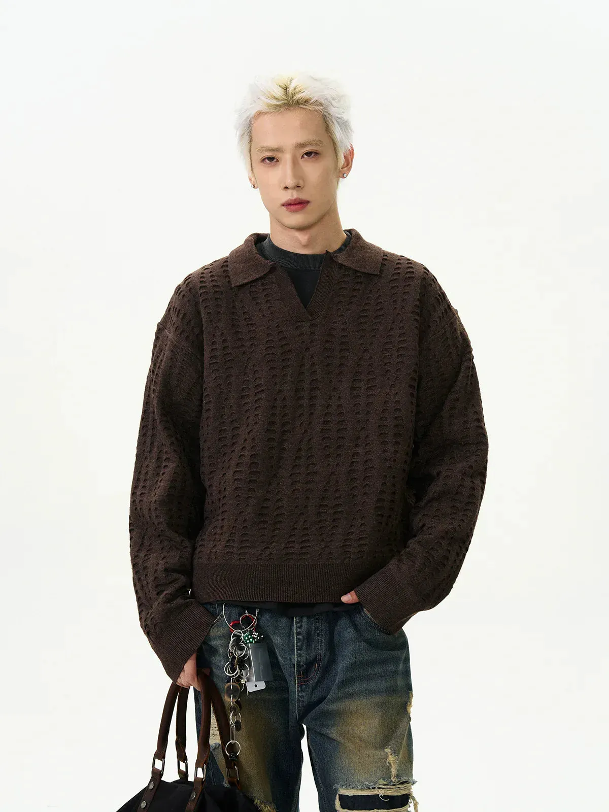 RT No. 50011 KNITWEAR V-NECK SWEATER sold by Real Takai product image thumbnail 3