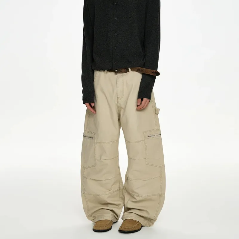 RT No. 50004 KHAKI BAGGY STRAIGHT CARGO PANTS sold by Real Takai