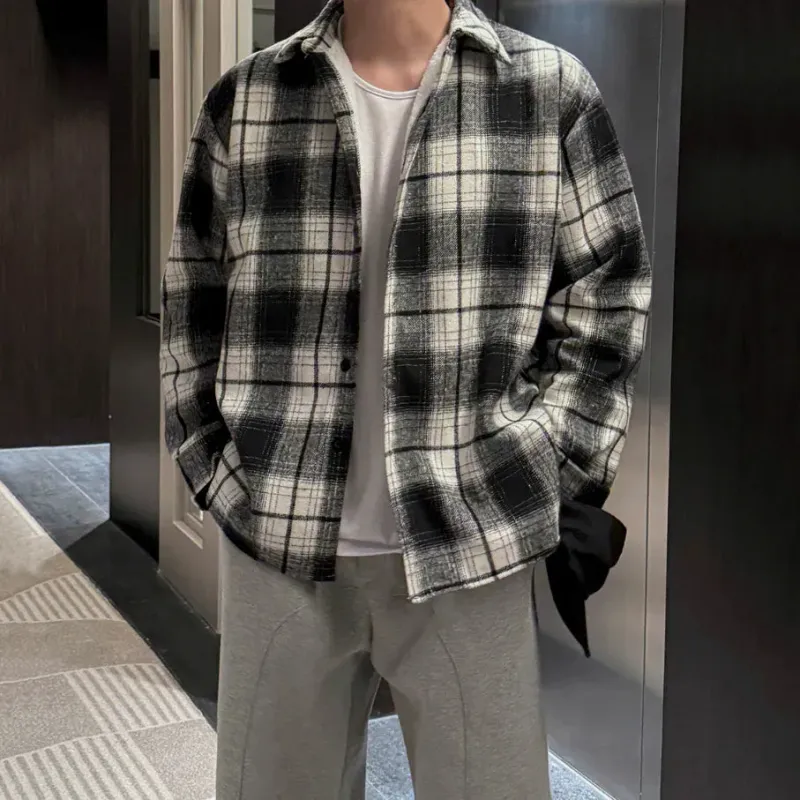 RT No. 42104 PLAID BUTTON-UP SHIRT JACKET sold by Real Takai