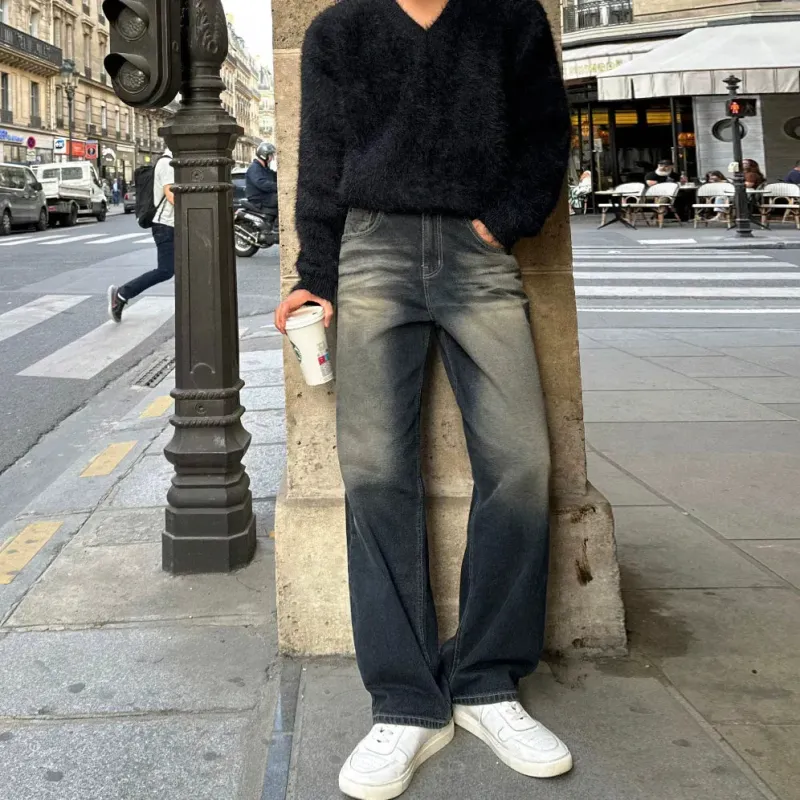 RT No. 42103 WASHED DENIM STRAIGHT JEANS sold by Real Takai