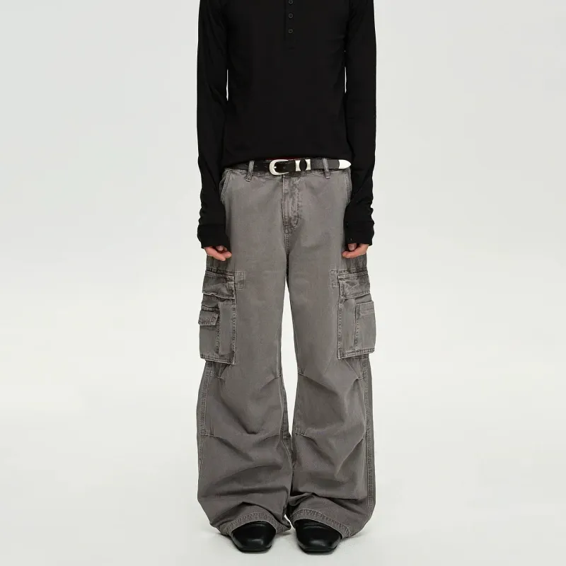 RT No. 40759 GRAY BAGGY STRAIGHT CARGO PANTS sold by Real Takai