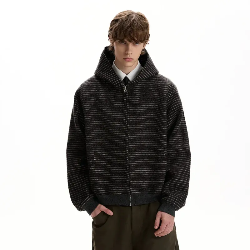 RT No. 40714 STRIPED FLEECE ZIPPER HOODIE sold by Real Takai