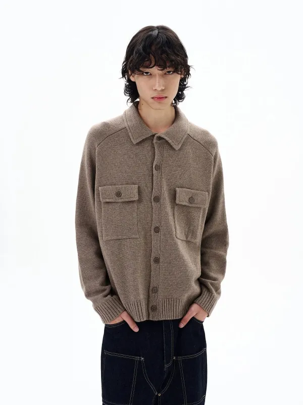 RT No. 29008 BROWN KNITWEAR BUTTON-UP CARDIGAN made by Real Takai