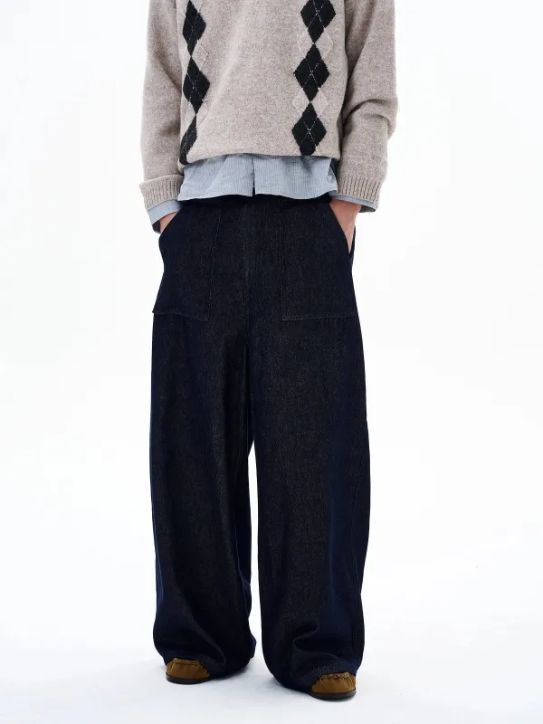 RT No. 29020 BLUE DENIM WIDE STRAIGHT JEANS sold by Real Takai