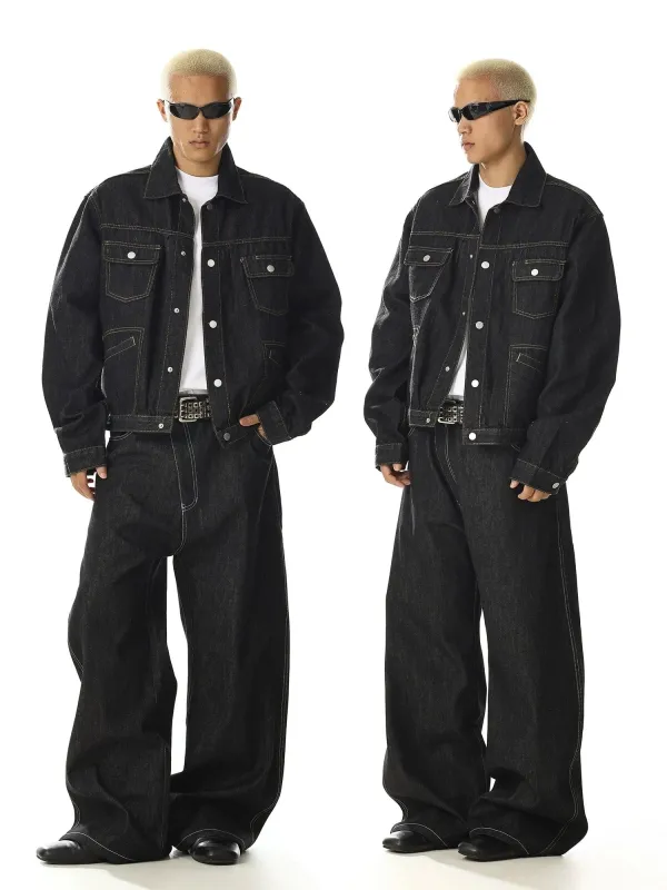 RT No. 27999 BLACK STITCH DENIM JACKET sold by Real Takai