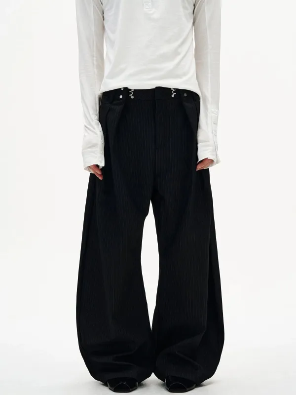 RT No. 32808 PLEATED STRIPED SCIMITAR SUIT PANTS sold by Real Takai