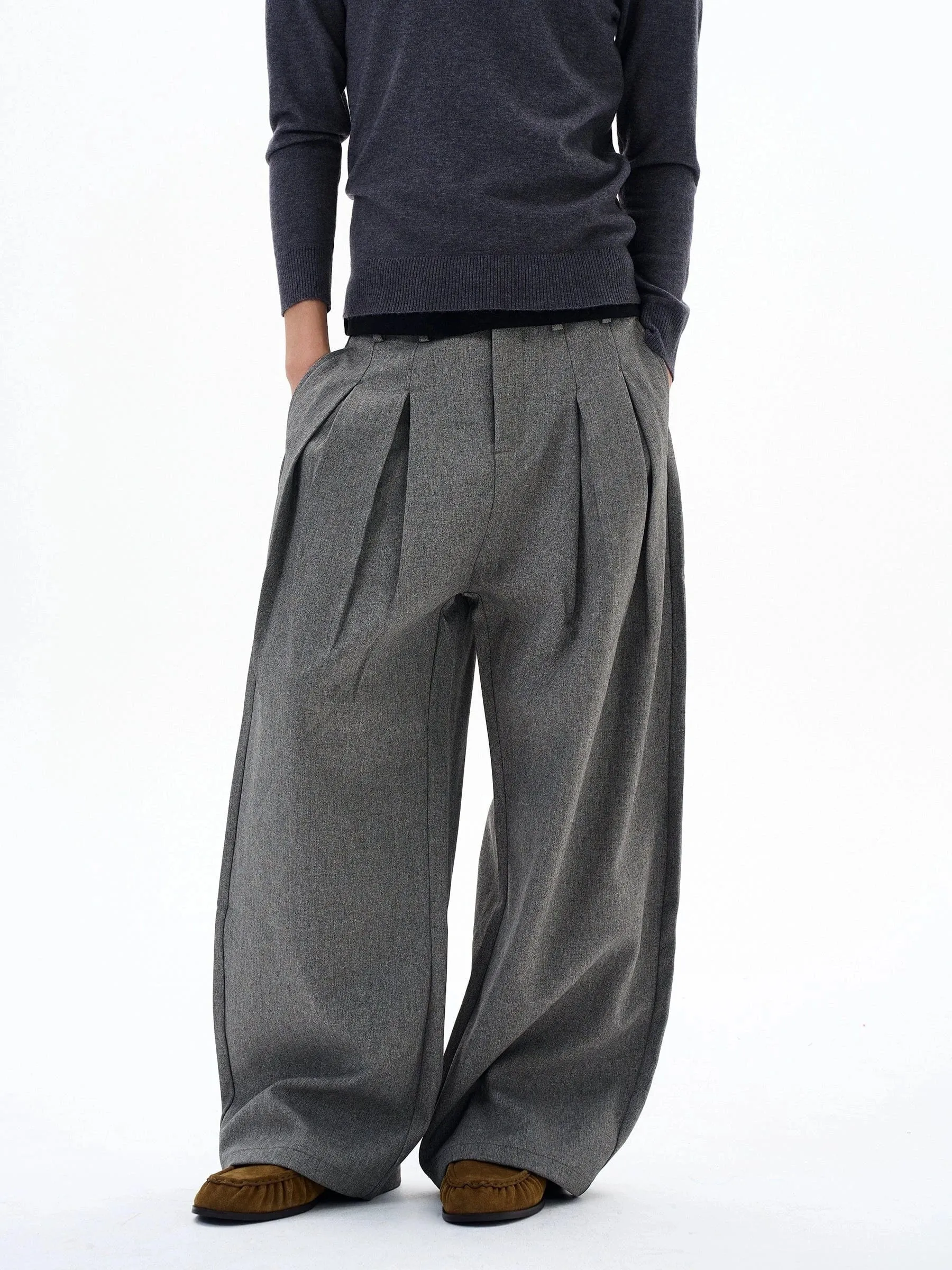 RT No. 29023 GRAY PLEATED BAGGY STRAIGHT PANTS sold by Real Takai product image thumbnail 2