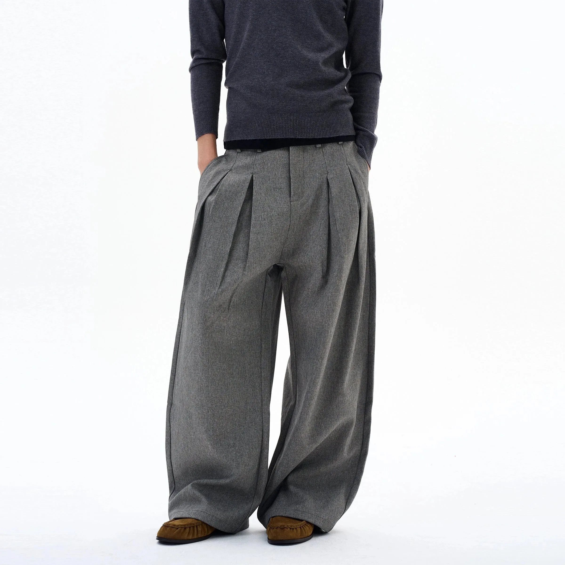 RT No. 29023 GRAY PLEATED BAGGY STRAIGHT PANTS sold by Real Takai product image thumbnail 4