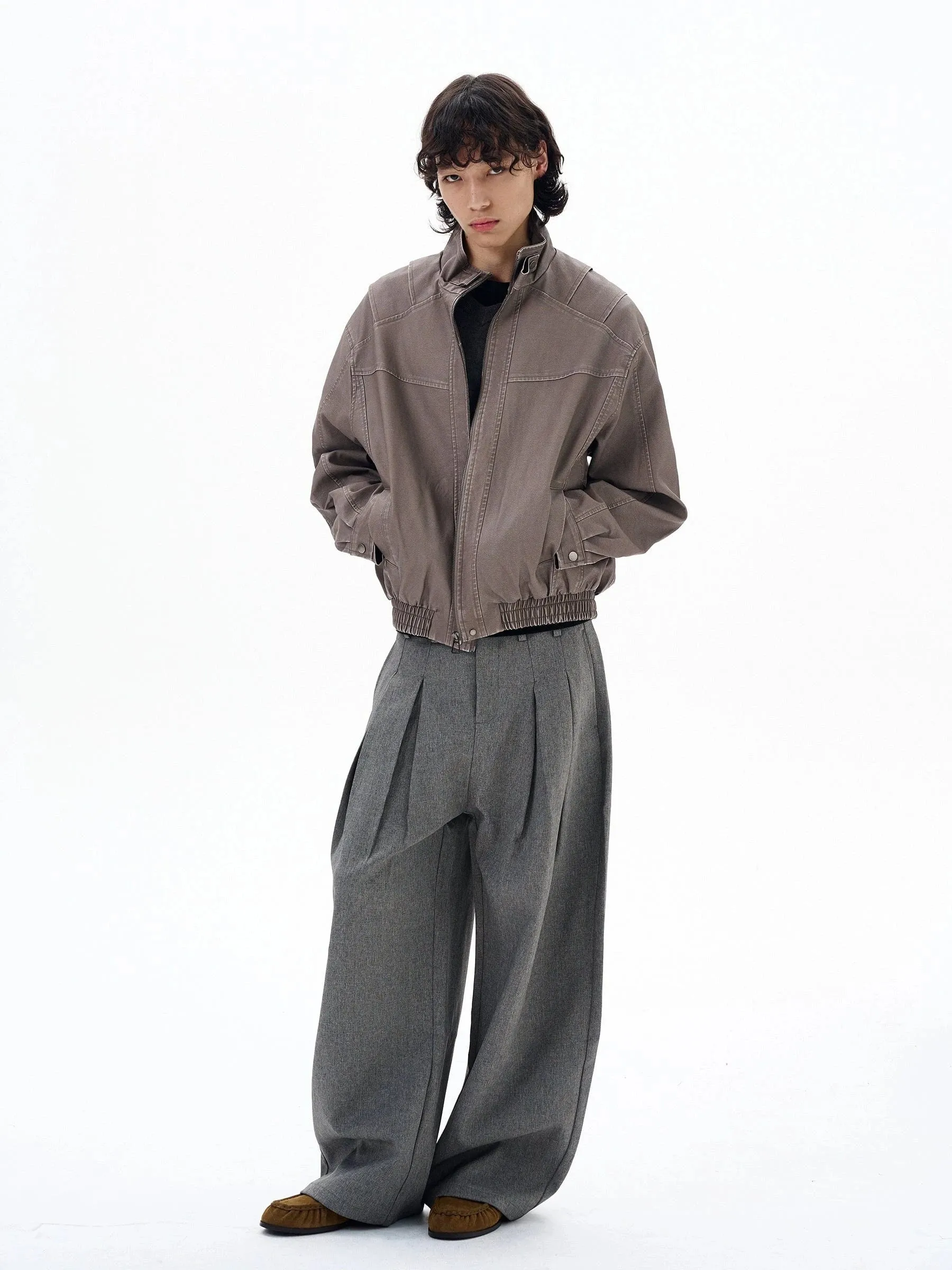 RT No. 29023 GRAY PLEATED BAGGY STRAIGHT PANTS sold by Real Takai product image thumbnail 5