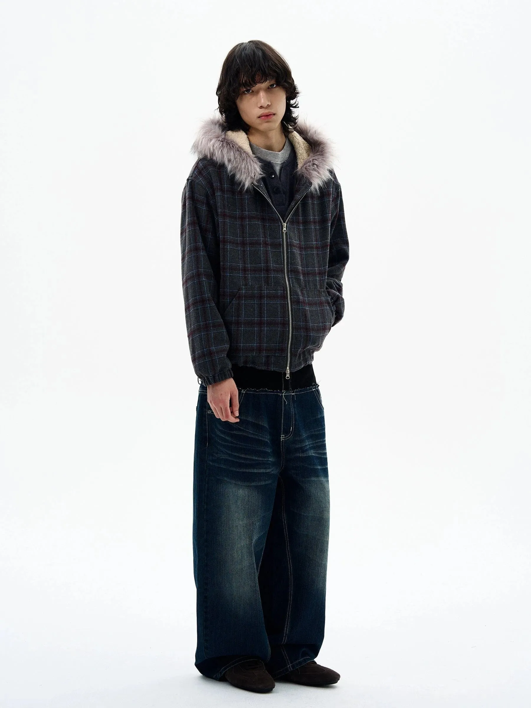 RT No. 32505 PLAID FUR ZIP HOODIE sold by Real Takai product image thumbnail 4