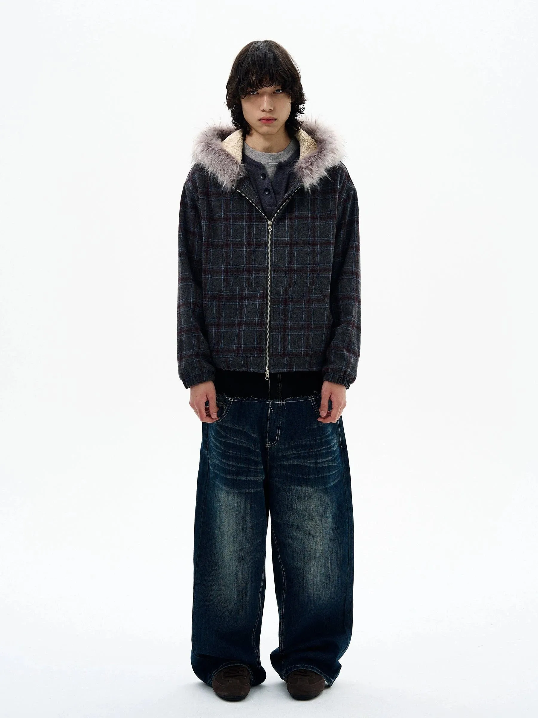 RT No. 32505 PLAID FUR ZIP HOODIE sold by Real Takai product image thumbnail 2
