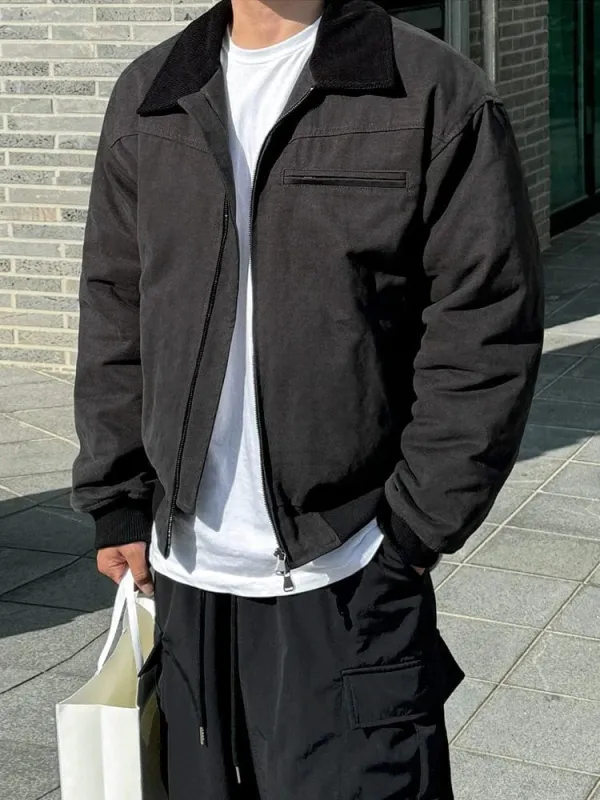 RT No. 32047 GRAY CONTRAST COLLAR JACKET sold by Real Takai