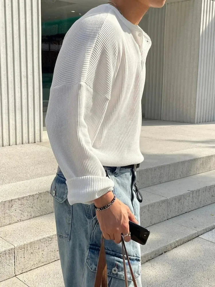 RT No. 31074 WAFFLE KNIT HENLEY COLLAR LONGSLEEVE sold by Real Takai product image thumbnail 2