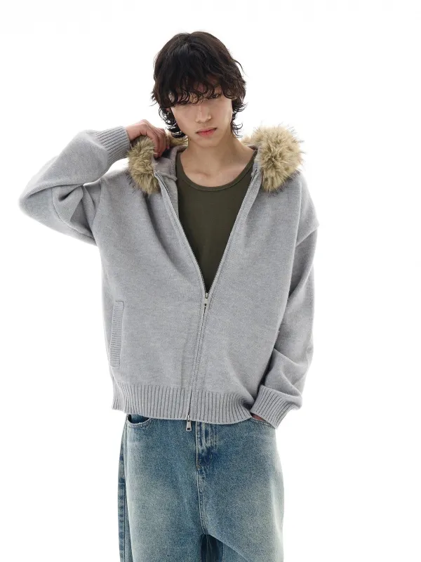 RT No. 25054 KNITWEAR FUR ZIP HOODIE made by Real Takai