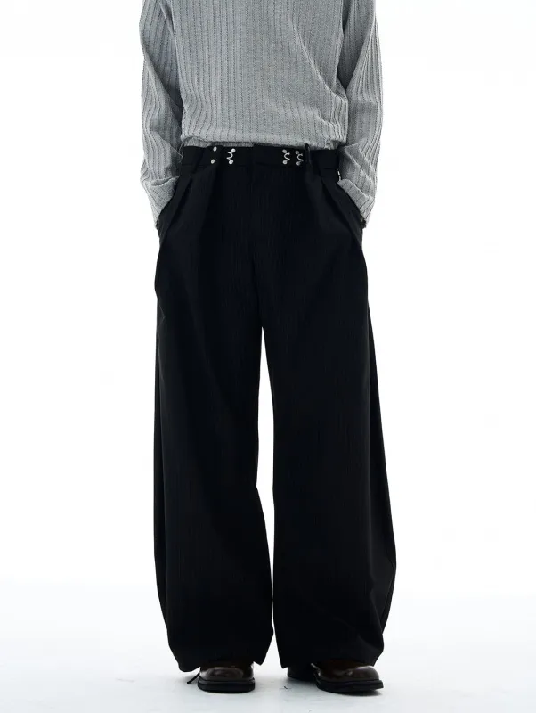 RT No. 25025 BLACK STRIPED PLEATED STRAIGHT PANTS sold by Real Takai