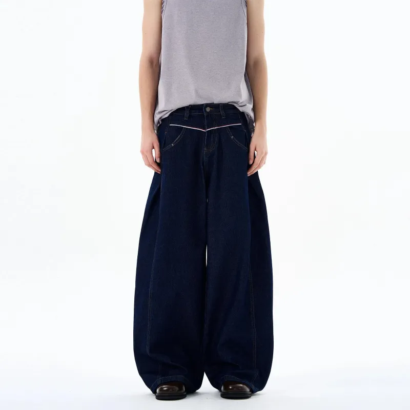 RT No. 19574 PLEATED BAGGY STRAIGHT DENIM JEANS sold by Real Takai