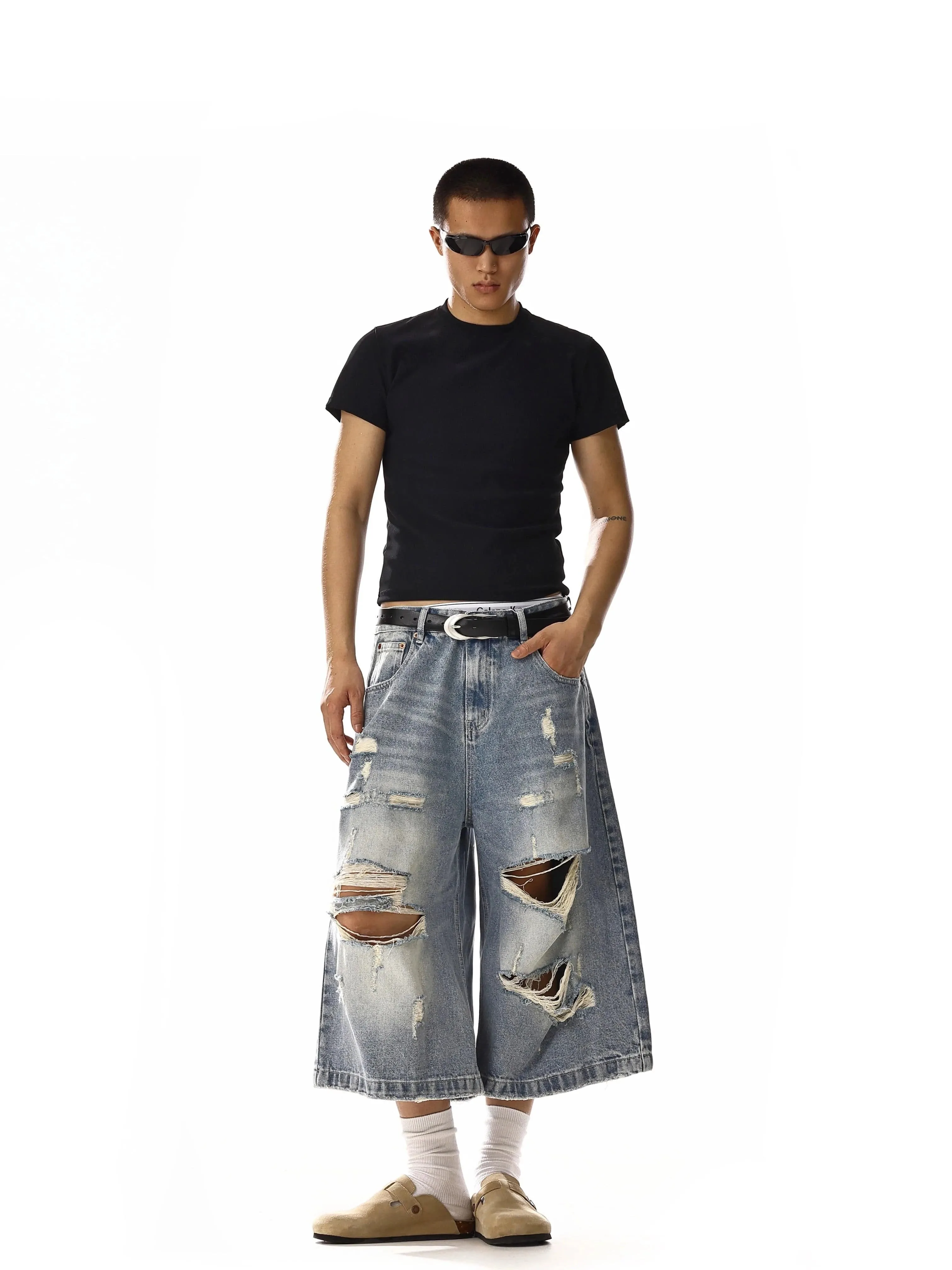 RT No. 18249 RIPPED BLUE DENIM SHORTS sold by Real Takai product image thumbnail 5