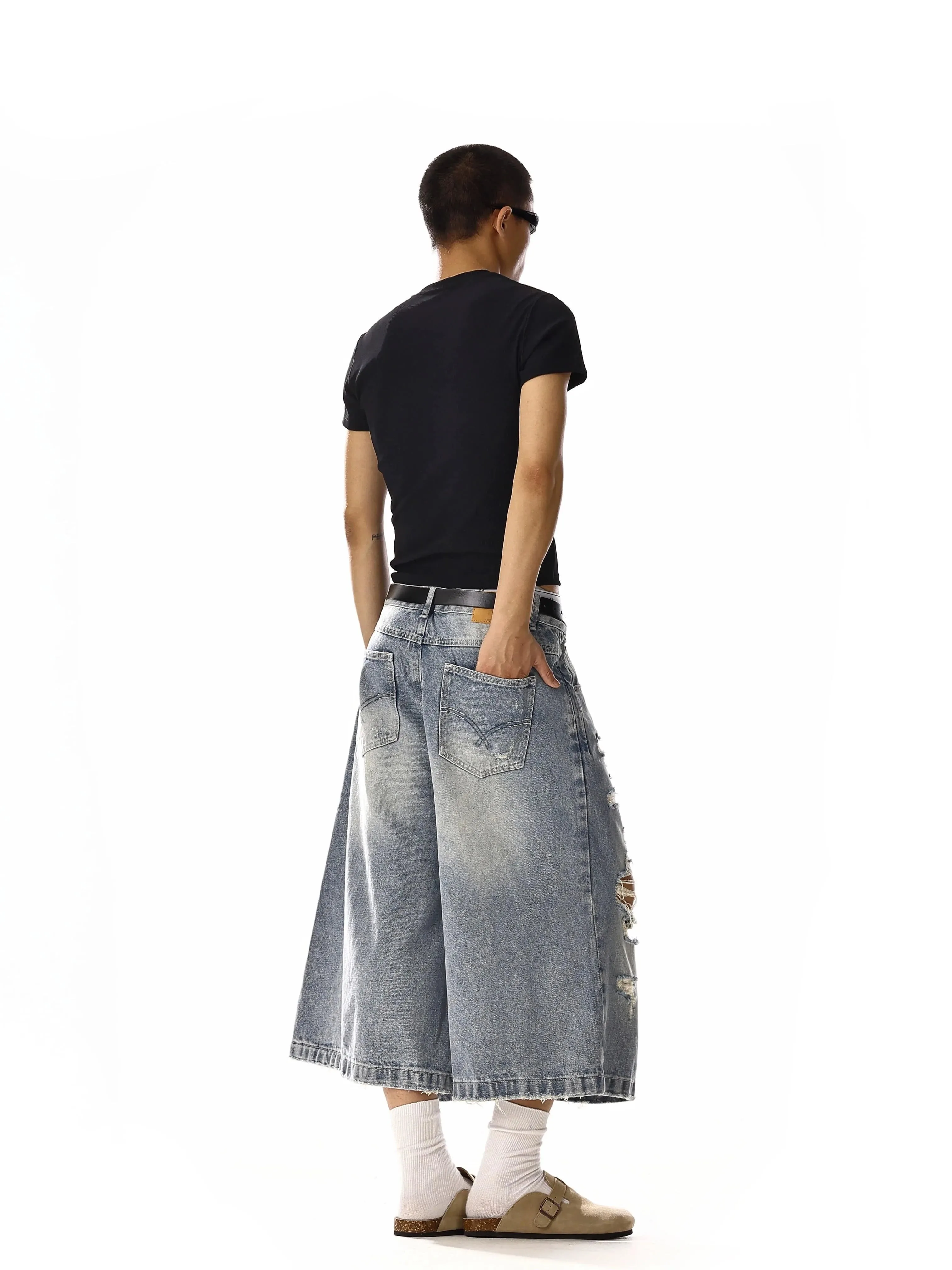 RT No. 18249 RIPPED BLUE DENIM SHORTS sold by Real Takai product image thumbnail 4