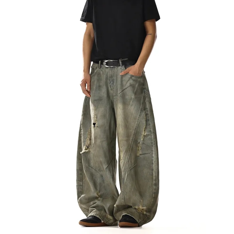 RT No. 18231 GRAY DISTRESSED DENIM PANTS sold by Real Takai