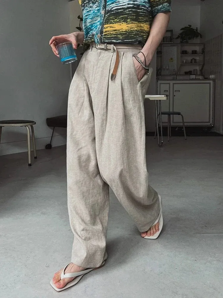 RT No. 18107 PLEATED LINEN STRAIGHT PANTS sold by Real Takai product image thumbnail 4