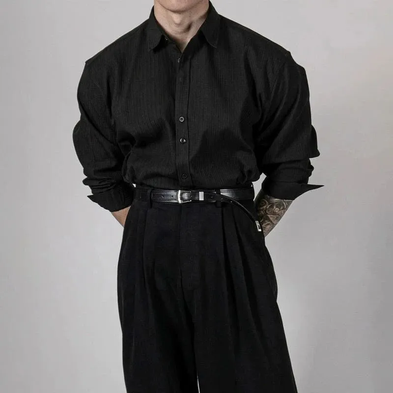 RT No. 13021 VERTICAL STRIPED TEXTURE BUTTON-UP SHIRT sold by Real Takai