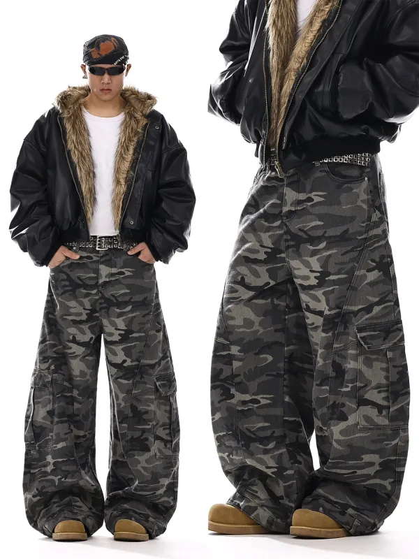 RT No. 12552 WOODLAND CAMO BAGGY CARGO PANTS sold by Real Takai