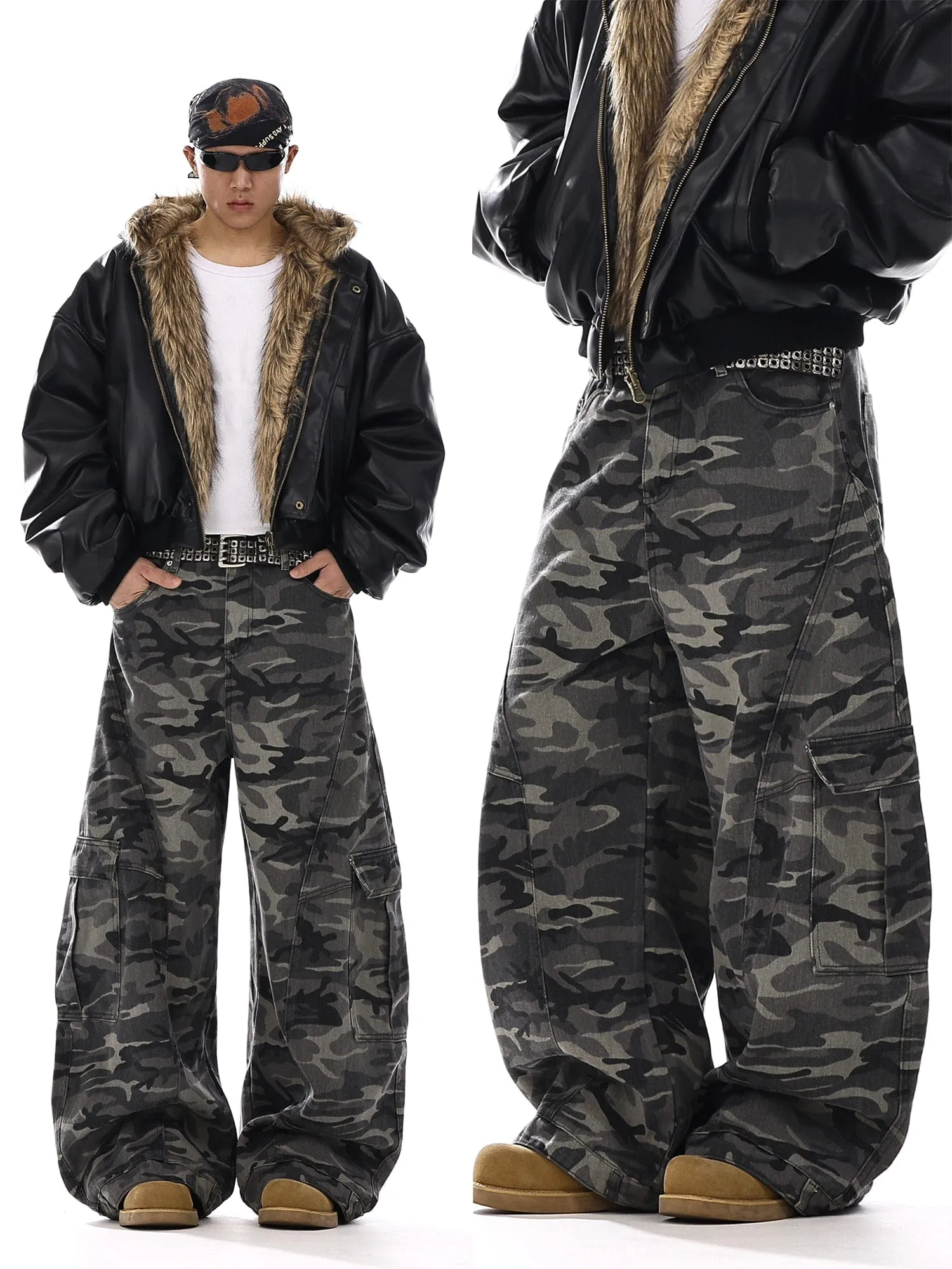RT No. 12552 WOODLAND CAMO BAGGY CARGO PANTS sold by Real Takai