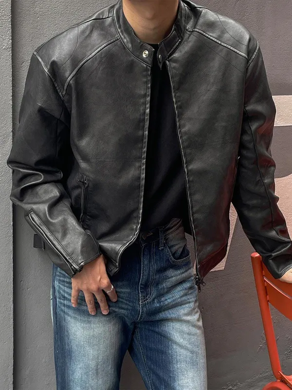 RT No. 12453 BLACK BIKER LEATHER JACKET sold by Real Takai