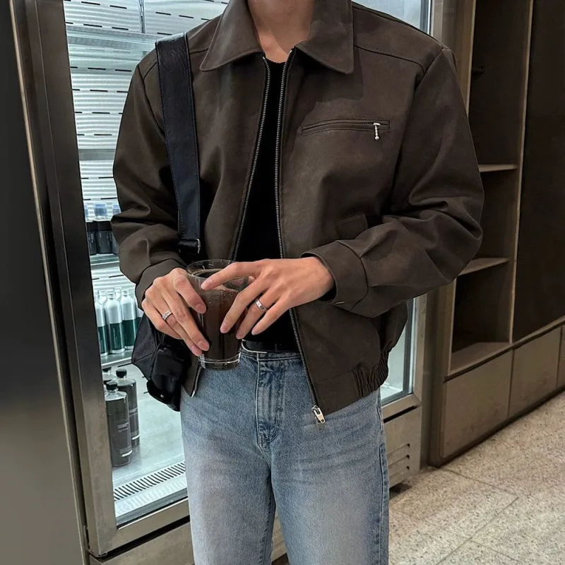 RT No. 11364 BROWN ZIP-UP LEATHER JACKET sold by Real Takai