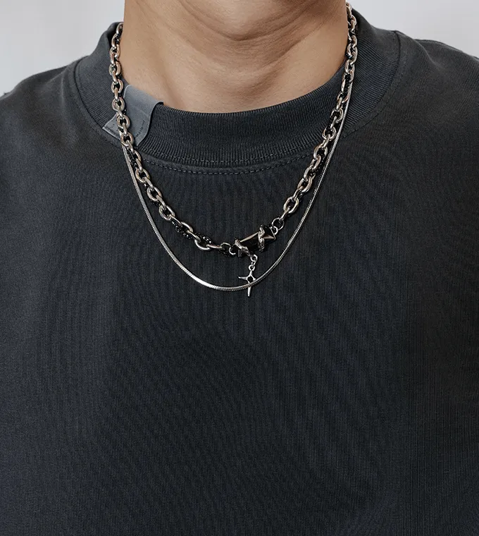 STAR PENDANT BLACK GEM MULTI-CHAIN NECKLACE sold by Real Takai