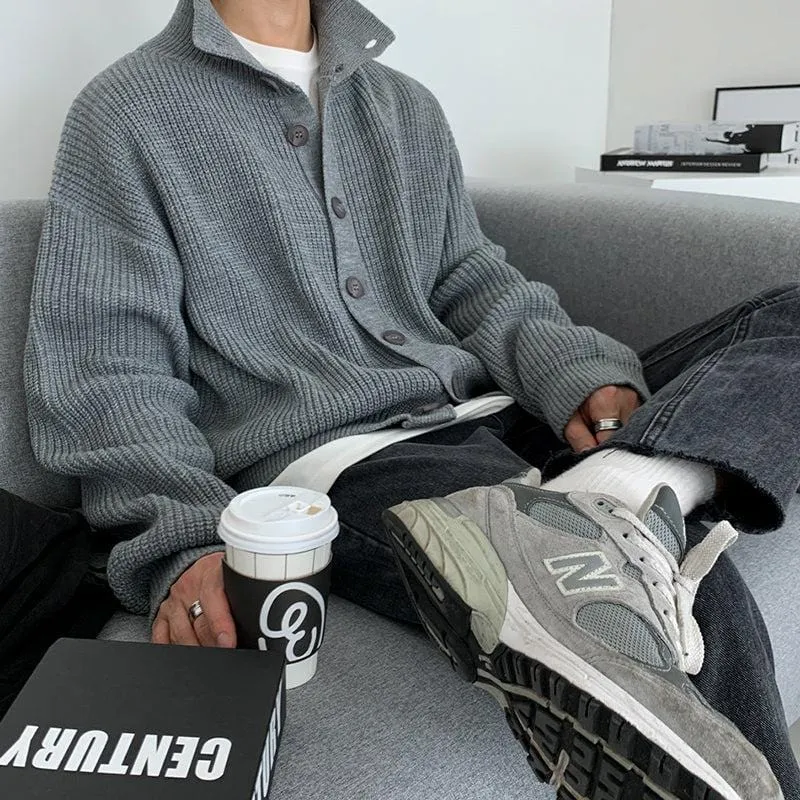 RT No. 5550 GRAY KNITTED FULL BUTTON-UP SWEATER sold by Real Takai