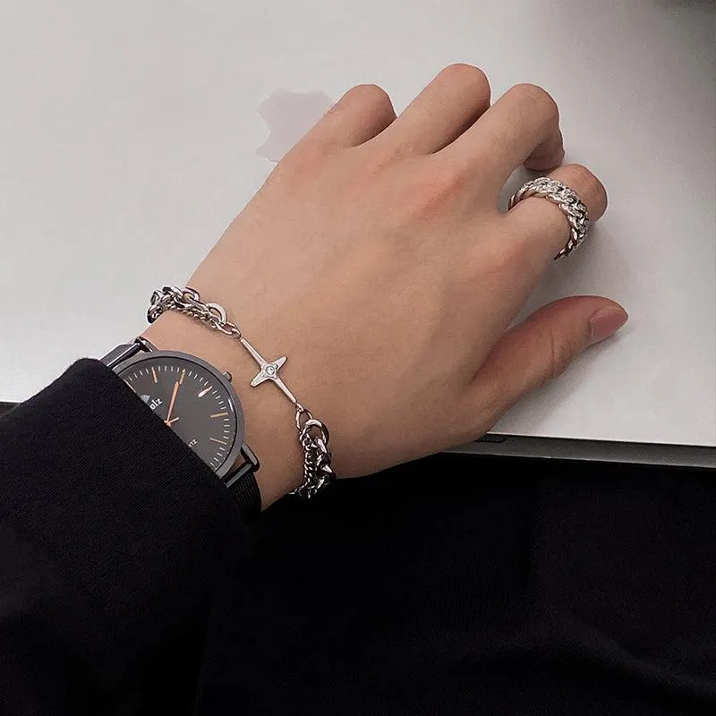 DOUBLE LAYER CROSS BRACELET made by Real Takai