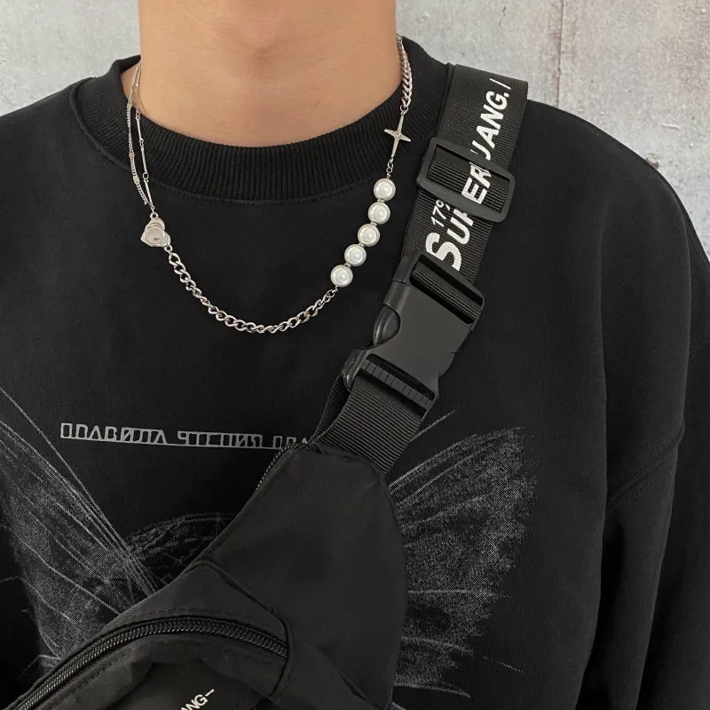 CROSS CHAIN PEARL NECKLACE sold by Real Takai